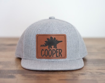 Custom Trucker Kids Dinosaur Leather Patch Hat Trucker Hat kid dino hat, Hat for kids, baby hat, Leather Patch Hat, trendy Hat Easter Gift