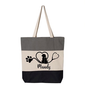 Personalized Vet Tech Tote Bag: 100% Cotton Canvas