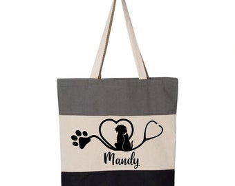 Personalized Vet Tech Tote Bag: 100% Cotton Canvas