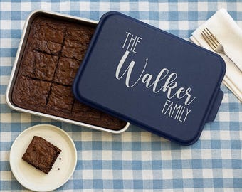 Personalized Cake Pan with Lid: Laser Engraved Aluminum, Custom Baking Gift