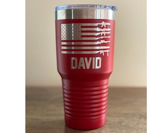 Personalized Patriotic Flag Tumbler - Keep Your Drinks Cold and Your Patriotism Strong!