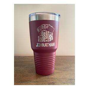 Customized Poker Gift Tumbler Personalized Gift for Poker Player Cup Poker gift Cards gift Royal Flush All in Poker custom gift 1008