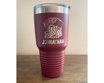 Customized Poker Gift Tumbler Personalized Gift for Poker Player Cup Poker gift Cards gift Royal Flush All in Poker custom gift 1008