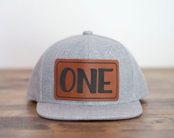 First Birthday Leather Patch Trucker Hat - Baby Toddler Snapback