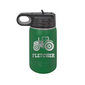 Tractor Kids Water Bottle: Personalized Engraved 12 oz Stainless Steel