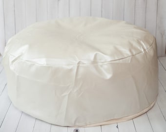 Studio Size Faux Leather Newborn Posing Bean Bag 41 in - Infant Poser Pillow -Photo Prop Ready To Ship  (unfilled) poser shapable -  handle