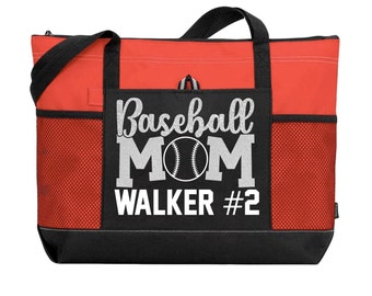 Baseball Mom Personalized Bag, Custom Mom Bag, Christmas Hanukkah Gift For Mom , Mothers Day Gift Custom Mom Tote