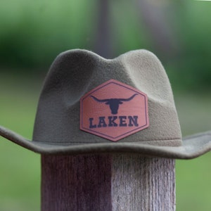 Western Cowboy Hat for Kids with Name – Custom Leather Patch Design