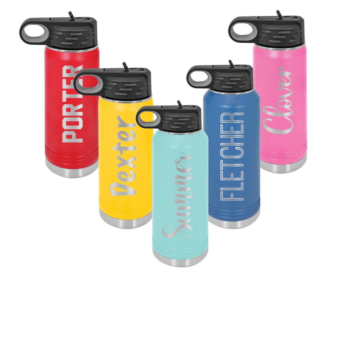 Personalized Kids Water Bottle With Straw Custom Sports Bottle Back to ...