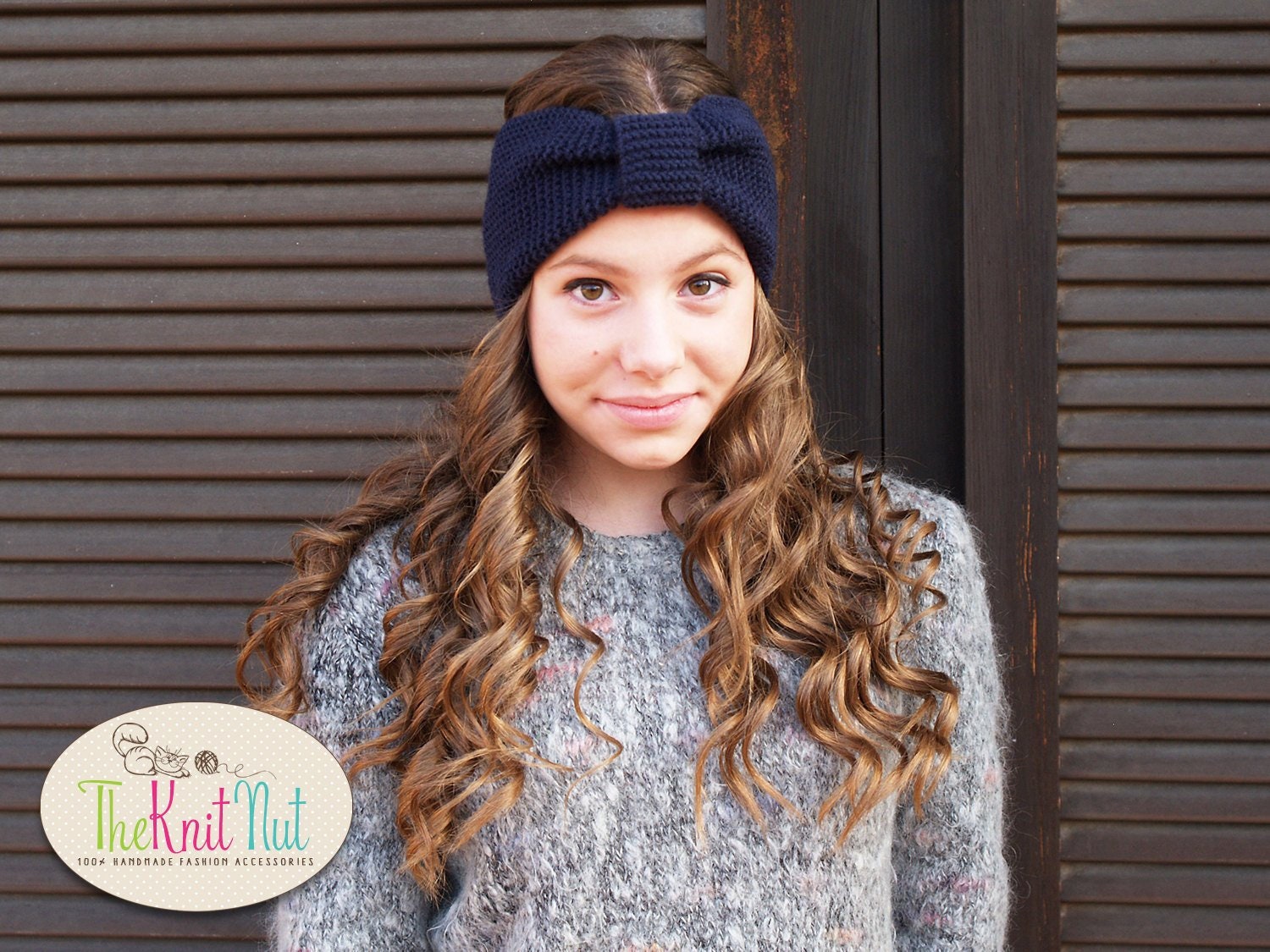 Turban Knit Headband Navy Blue Knit Headband Knit Head Wrap Etsy