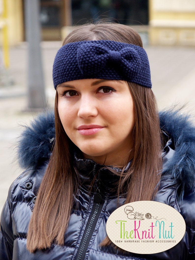 Hand knitted headband Winter Ear Warmer Red Knitted Ear Etsy