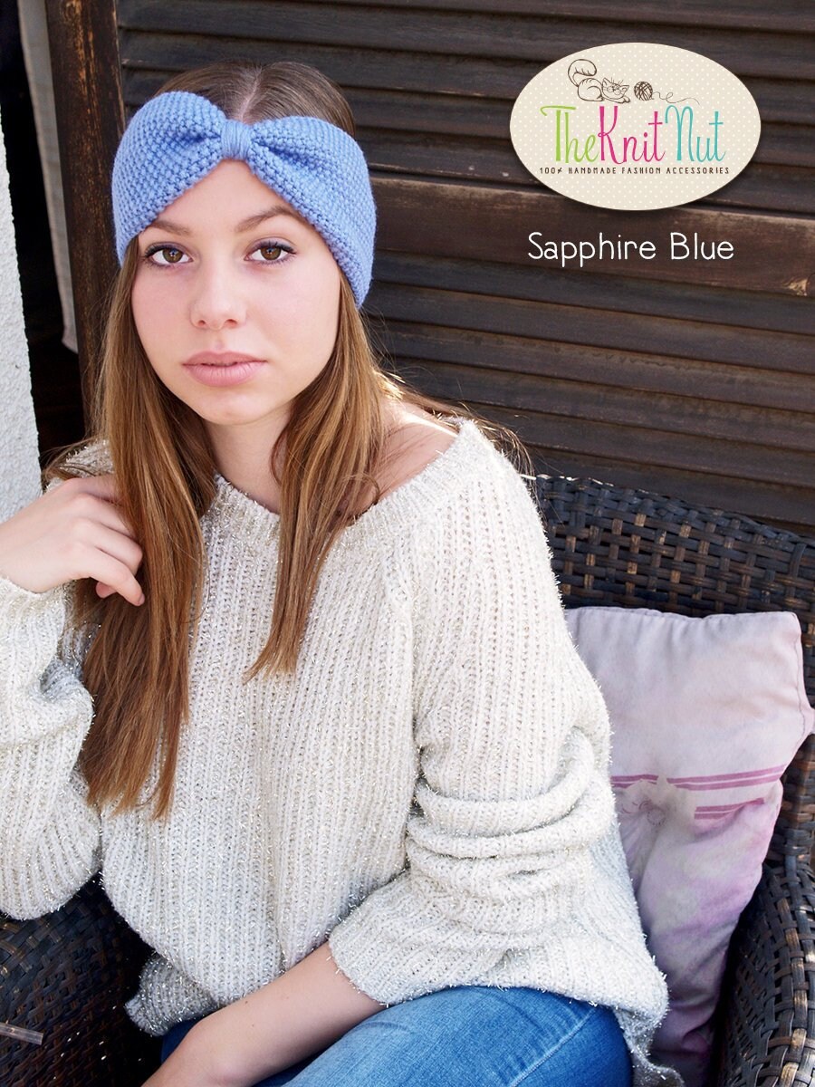 Gray Hand Knitted Turban Headband Winter Ear Warmer Knitted Etsy