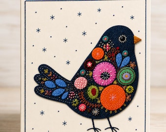 Bird Folk Art Cards (pack of 4)
