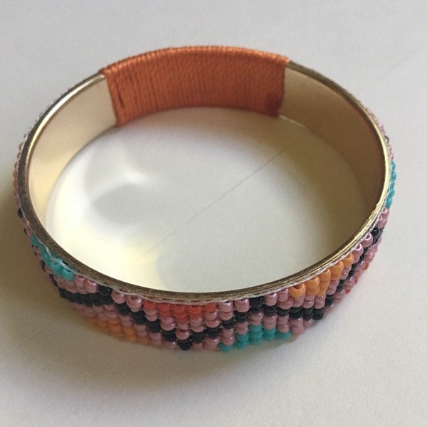P Diamond Rust Seed bead bangle bracelet main image 1