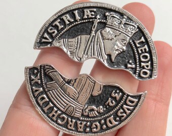 Boutons De Manchette Vintage Swank - Pièce Archiduc Léopold Autriche - Argenté Plaqué