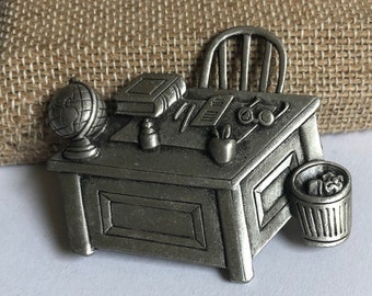 Teacher Desk Pewter Brooch by JJ