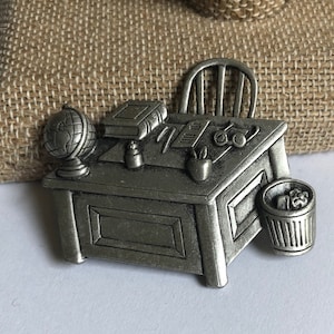 Teacher Desk Pewter Brooch by JJ