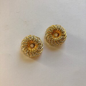 Vintage Silver-Toned and Gold-toned Earrings Round Ice Rhinestone Swirl 1980s Costume Jewelry