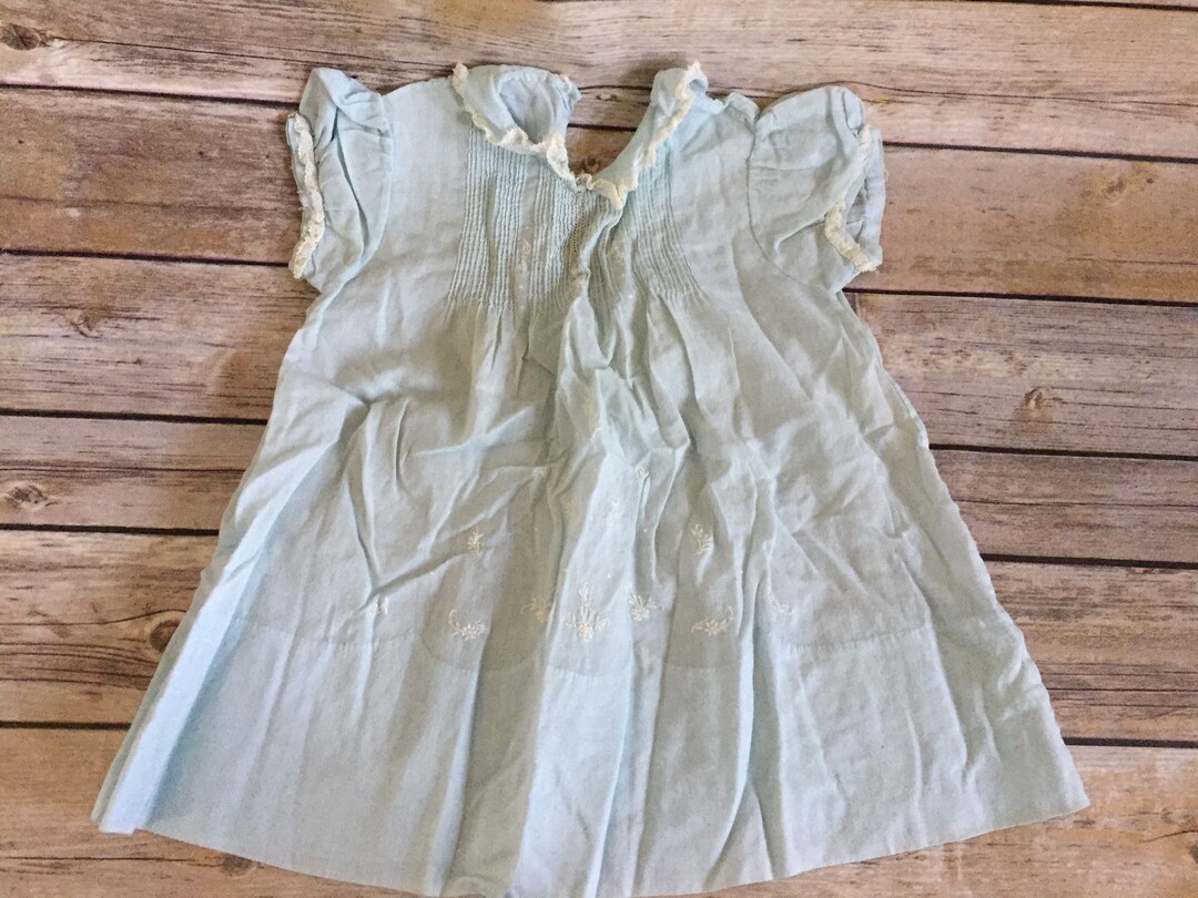 Vintage Baby Girl Dress Baby Blue Infant Dress Handmade in Etsy