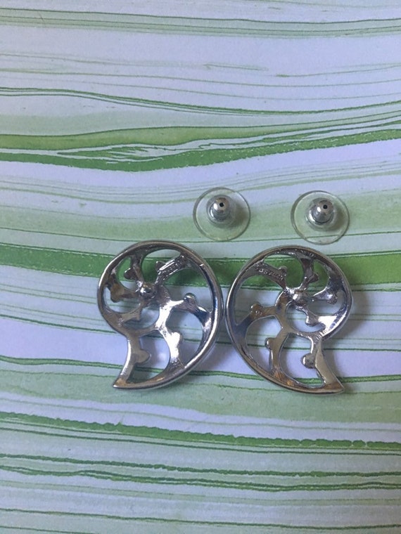 Silver Toned Metal Seashell Earrings Seashell Sil… - image 5