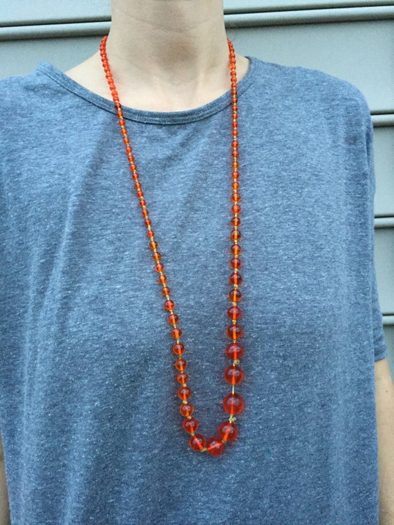 Orange Czech Necklace Old European Czechoslovakia… - image 5