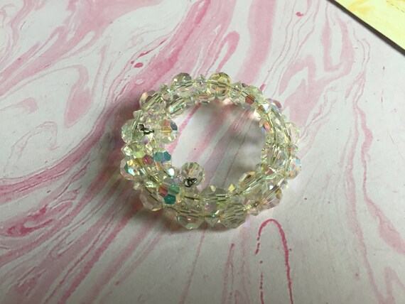 Crystal Bead Bracelet Iridescent Round Faceted Be… - image 3