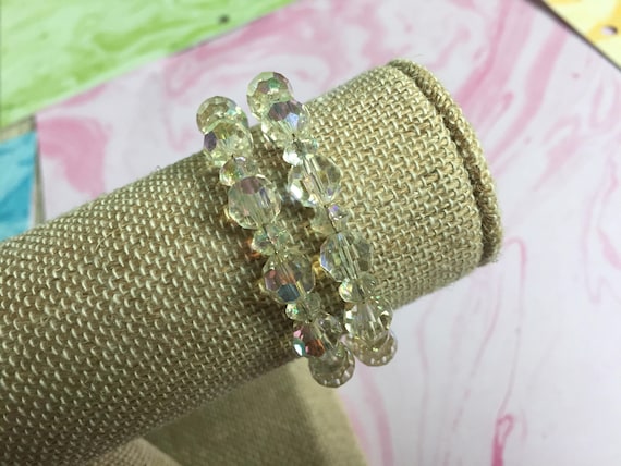 Crystal Bead Bracelet Iridescent Round Faceted Be… - image 5
