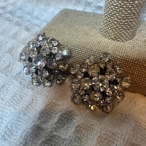 Ice Rhinestone Earrings Clip On Vintage Jewelry Bridal Earrings Clip on Bling 1960s