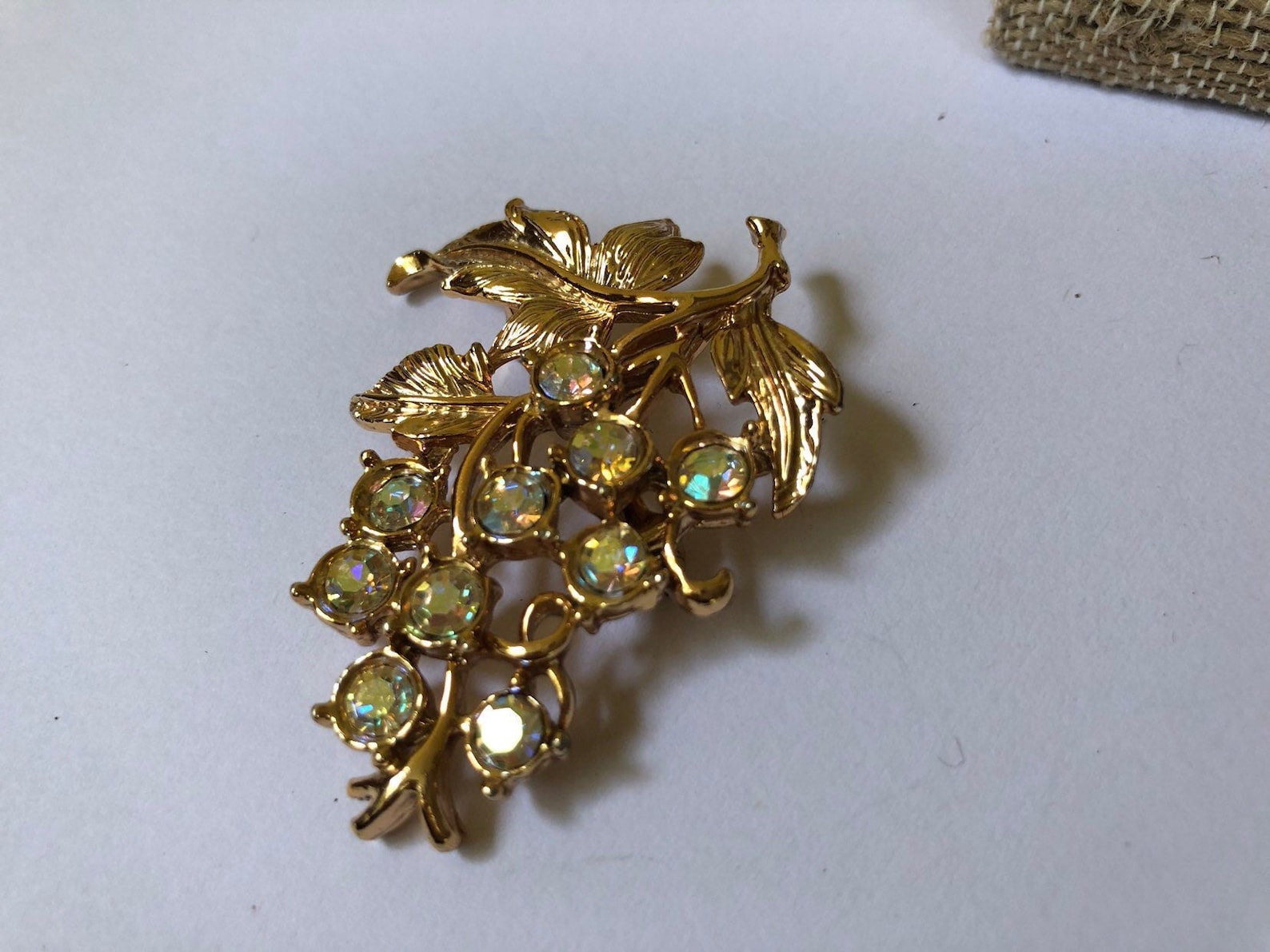 Coro Grape Vine Brooch Gold Toned Metal Aurora Borealis - Etsy