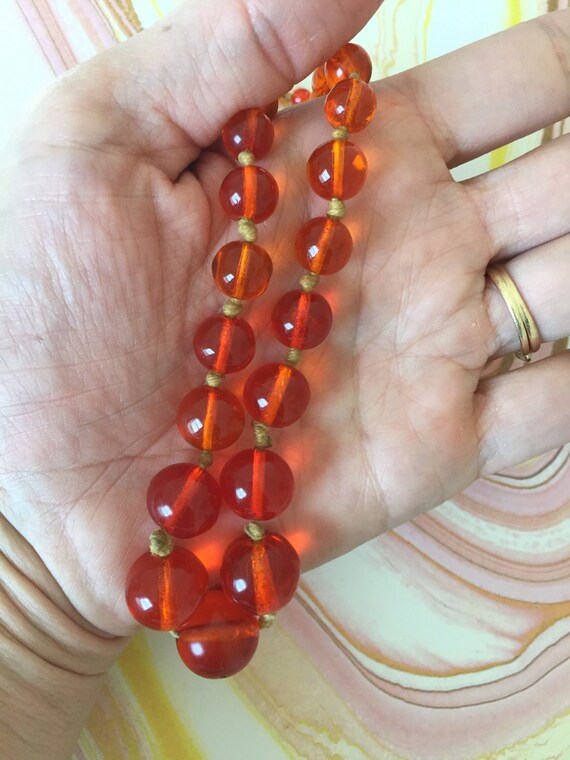 Orange Czech Necklace Old European Czechoslovakia… - image 2