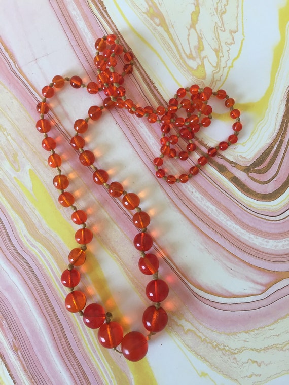 Orange Czech Necklace Old European Czechoslovakia… - image 1