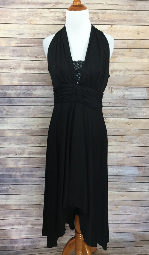 Little Black Dress Hi Lo with Lace Flowing Black … - image 2