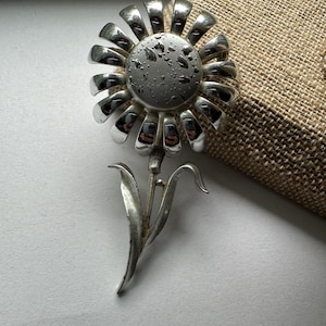 Vintage Silber Blumen-Brosche