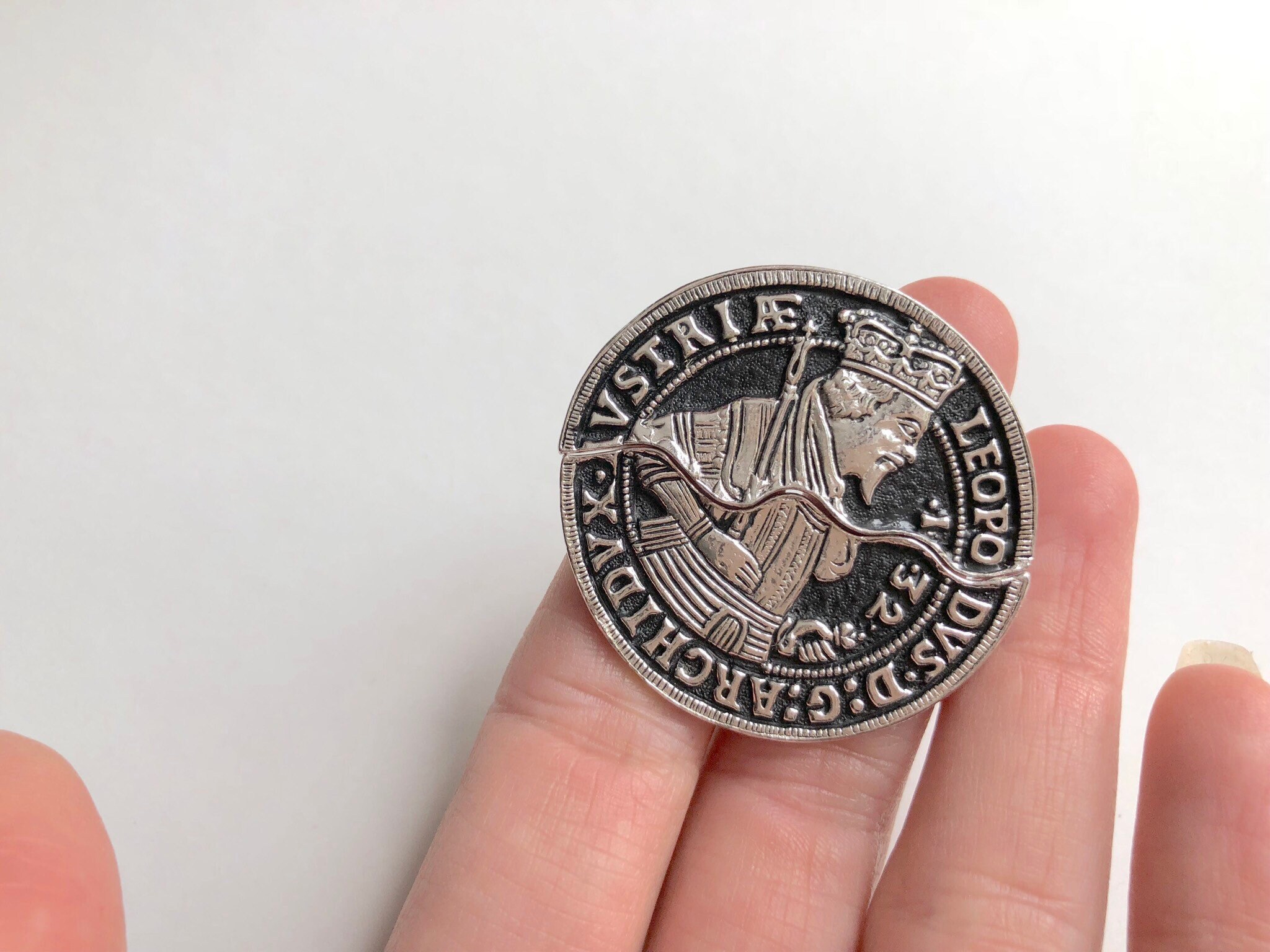 Boutons De Manchette Vintage Swank - Pièce Historique Archiduc Léopold VX Thaler