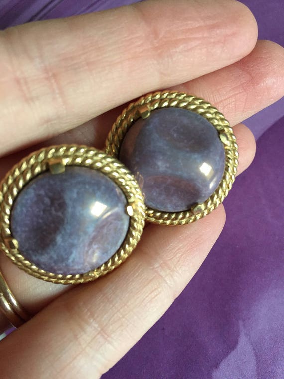 Castlecliff Clip Earrings Mauve Purple Light Blue 