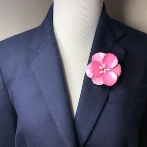Pretty Pink Flower Power Vintage Brooch 1950s 1960s