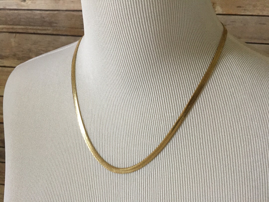 Vintage 14K Herringbone Chain 20 Inches and 3 Mm 14K Gold Necklace 10