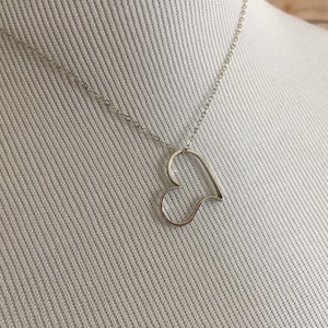 Sterling Silver Chain with Silver Toned Metal Heart Pendant - Vintage Love Jewelry