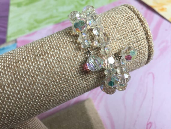 Crystal Bead Bracelet Iridescent Round Faceted Be… - image 4