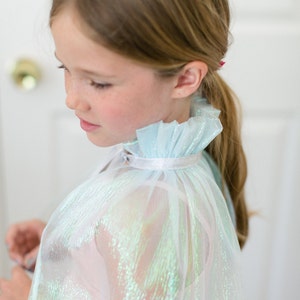 Elsa Cape Inspired by Disney Frozen - Iridescent Aqua Cape - Turquoise Blue Dress up Princess - Shimmery Aqua Costume Cape