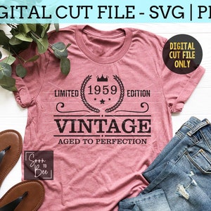 64th birthday svg, Aged to Perfection SVG, Vintage 1959 SVG, 1959 Birthday SVG, All Original Parts svg files for Cricut, Cut File