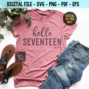 17th SVG, 17th bitthday svg, 17 svg, 17th birthday Cut File, 17th birthday shirt svg, Happy 17th birthday Cut File