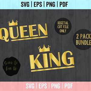 King svg with crown, Queen svg with crown, king and queen svg bundle Cut files for Cricut
