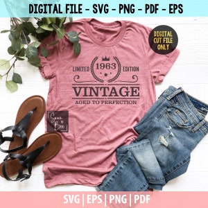 60th birthday svg, 1963 SVG, 1963 Birthday svg, Vintage Svg, Aged to Perfection svg, Limited Edition svg for cricut