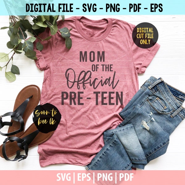 Mom of the Official Preteen 12 SVG, 12th birthday svg, 12 svg, 12th birthday shirt svg, Cut File For 12 year