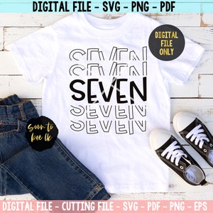 Seven SVG, 7th Birthday svg for seven year old, Birthday svg for girl with heart svg for Silhouette Cricut 7 year old svg