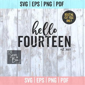 14th Birthday, 14 birthday svg, hello fourteen svg, Turning 14 svg, Cut file for 14 year old svg cut file