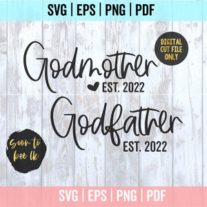 Madrina SVG, paquete de SVG de padrino, madrina SVG, padrino SVG, archivos svg de anuncio de embarazo para cricut
