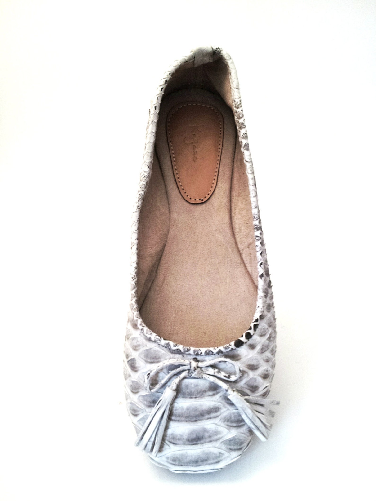 black & white python ballet flats