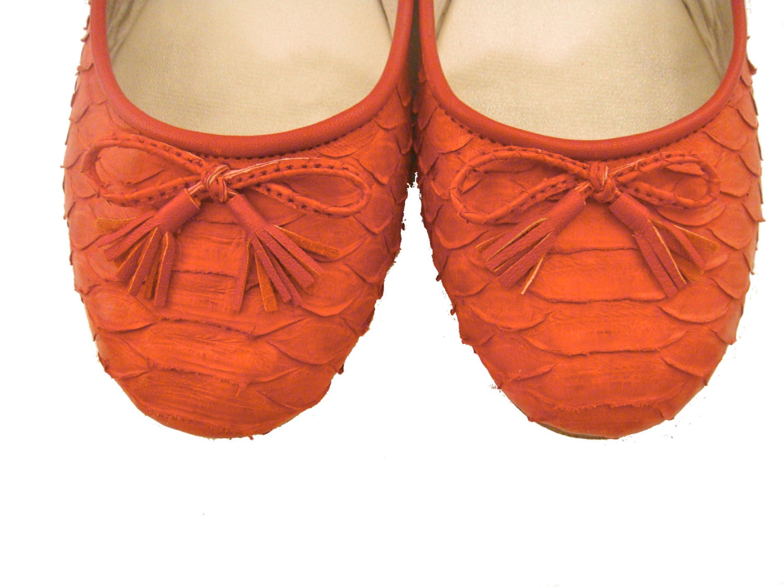 orange python ballet flats